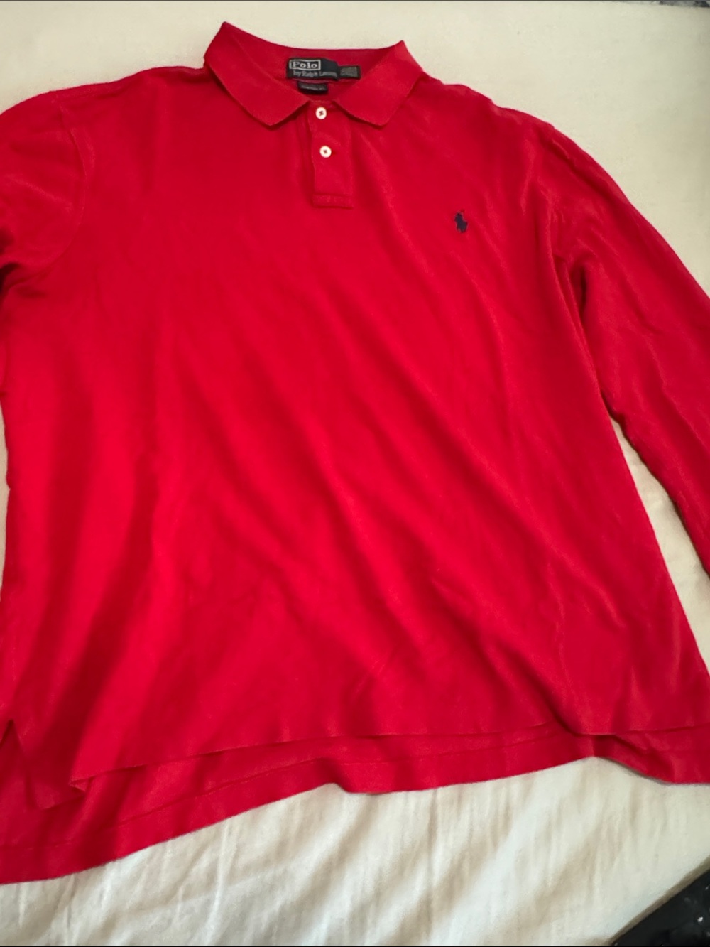 Polo by Ralph Lauren Red Long Sleeve Polo Shirt with Embroidered Pony